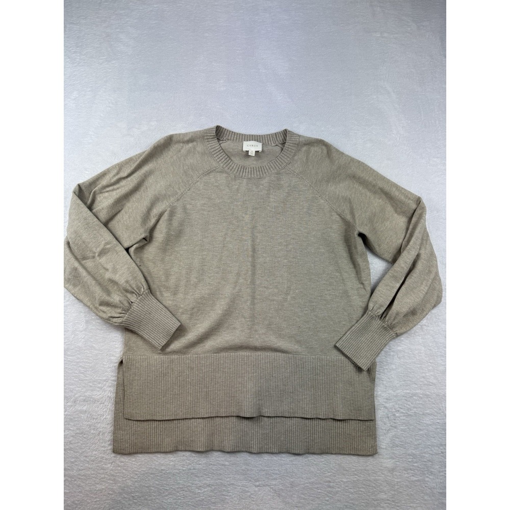 Cyrus Women's Beige Knit Crewneck Sweater Sz S Casual Warm Capsule Wardrobe